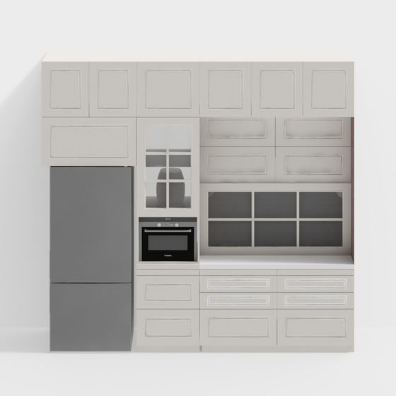 Stylish Low-Poly Kitchen Cabinet 3D model