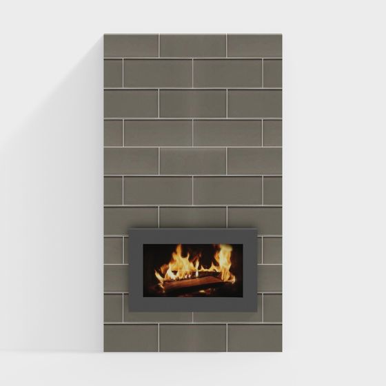 Realistic Fireplace Wall Tiles 3D model