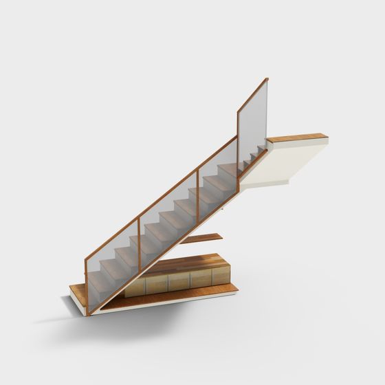 Minimalist 3D Staircase Model for Modern Designs