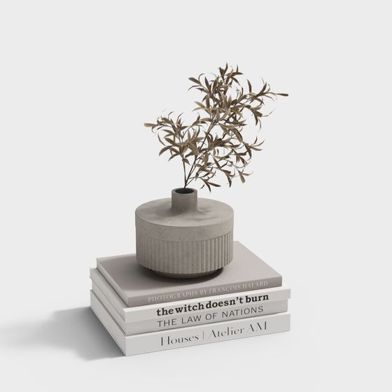 Concrete Vase with Books 3D model