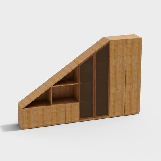Angled Bookshelf 3D model for Modern Interiors