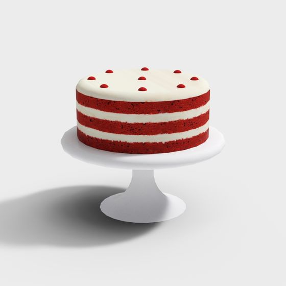 Tempting Red Velvet Cake 3D model for Creative Projects