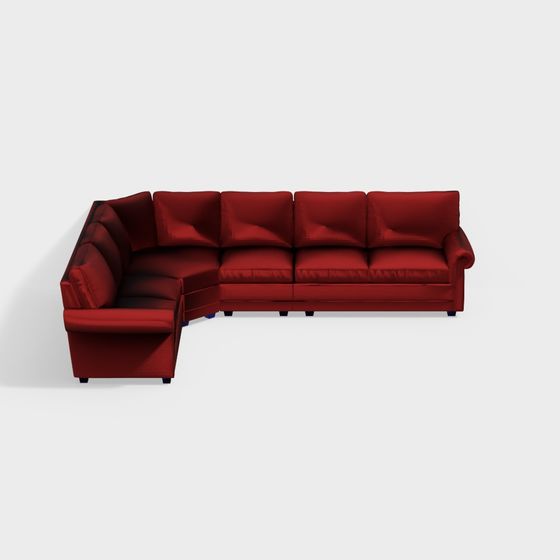 Elegant Red Leather Sofa 3D model for Modern Interiors