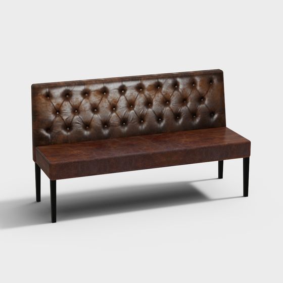 Vintage Leather Bench 3D model for Modern Interiors