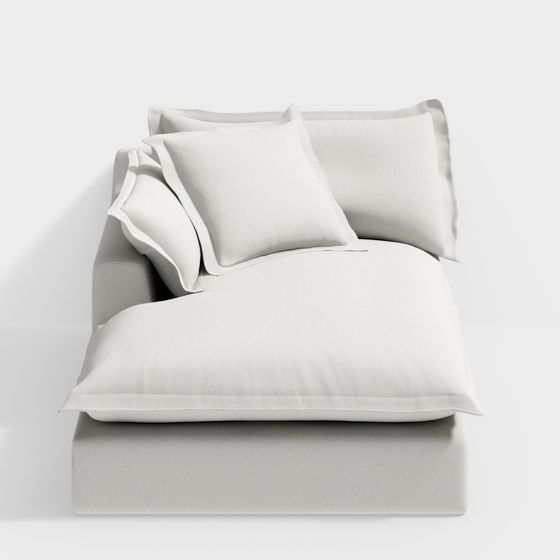 Chic Low-Poly Sofa and Pillow Combo 3D model