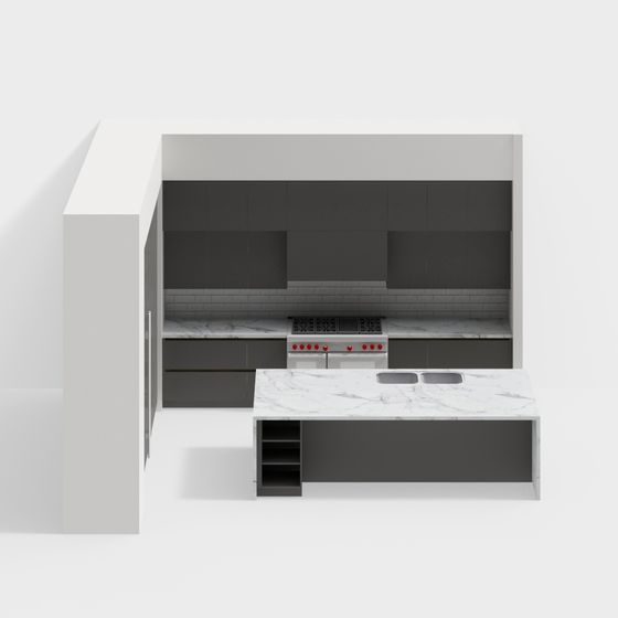 Contemporary Kitchen 3D model with Minimalist Aesthetics