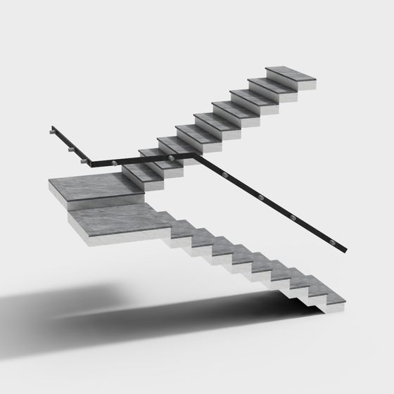 Modern Minimalist Marble Staircase 3D model