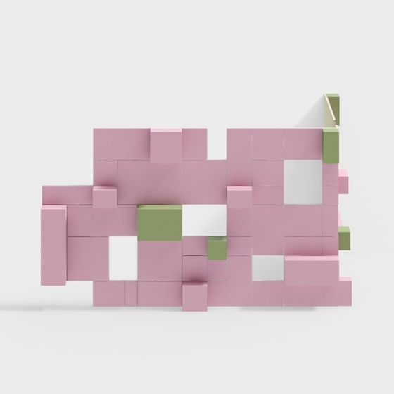 Pixel Block Wall 3D model