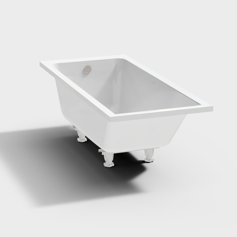 Elegant Low-Poly Bathtub 3D model