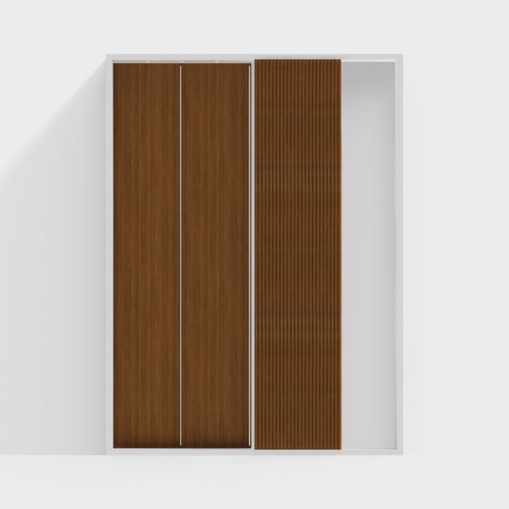 Wooden Louvre Door 3D model