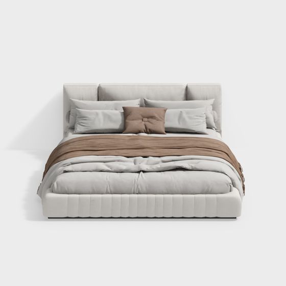 Elegant Low-Polygon 3D Bed Model for Modern Interiors