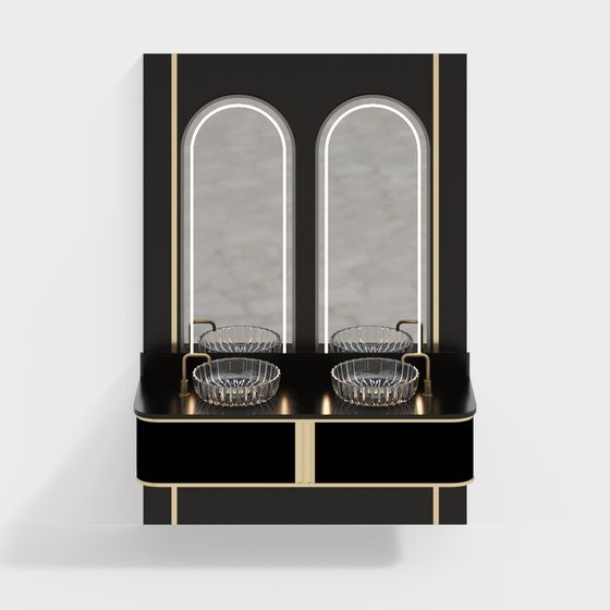 Elegant Black and Gold 3D Model for Modern Spaces