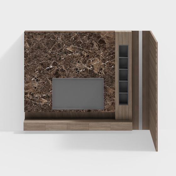 Elegant Low-Poly 3D Model TV Cabinet