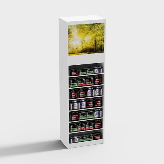 Low Poly Fitness Supplement Display Cabinet 3D Model