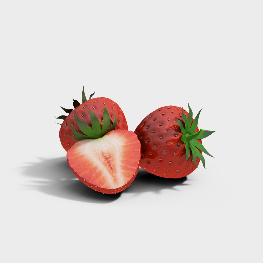 Realistic Low-Poly Strawberry 3D model