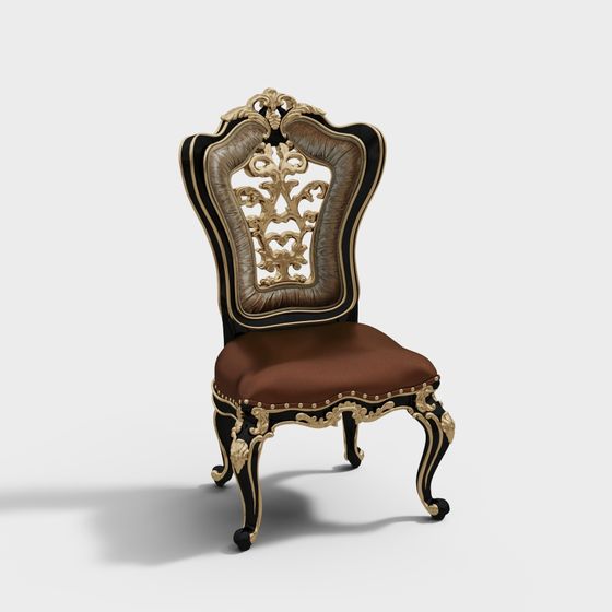 Elegant Baroque Regal Chair 3D model