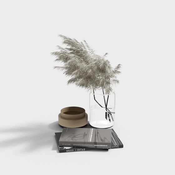 Glass Vase with Palm Leaf 3D model