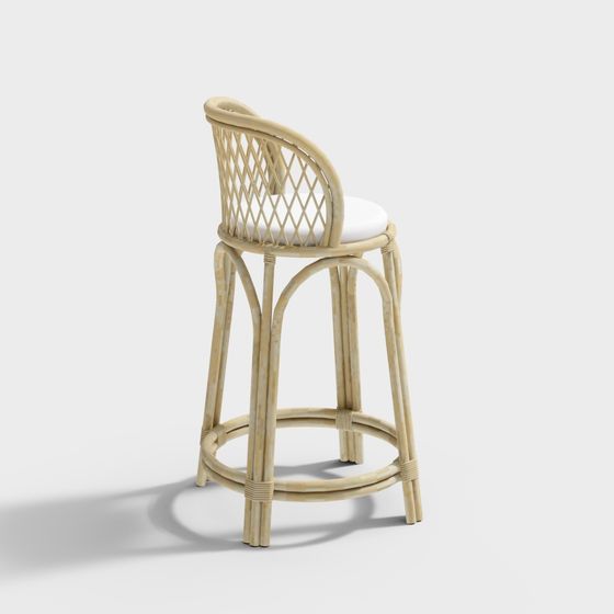 Tropical Rattan Bar Stool 3D model