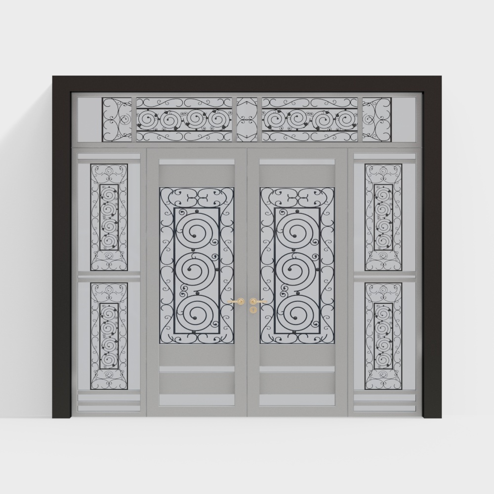 Elegant Wrought Iron Door 3D model