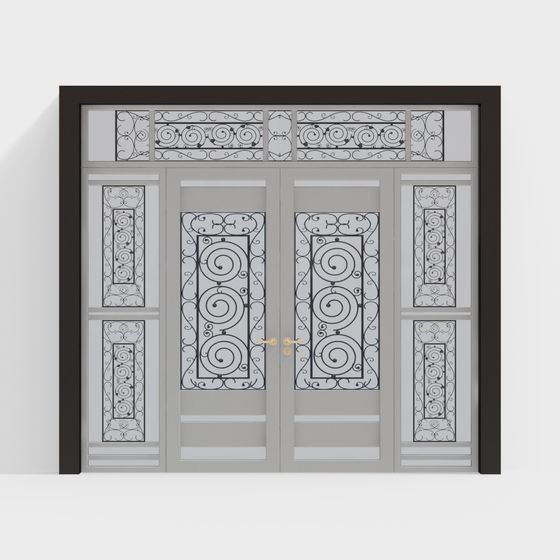 Elegant Wrought Iron Door 3D model
