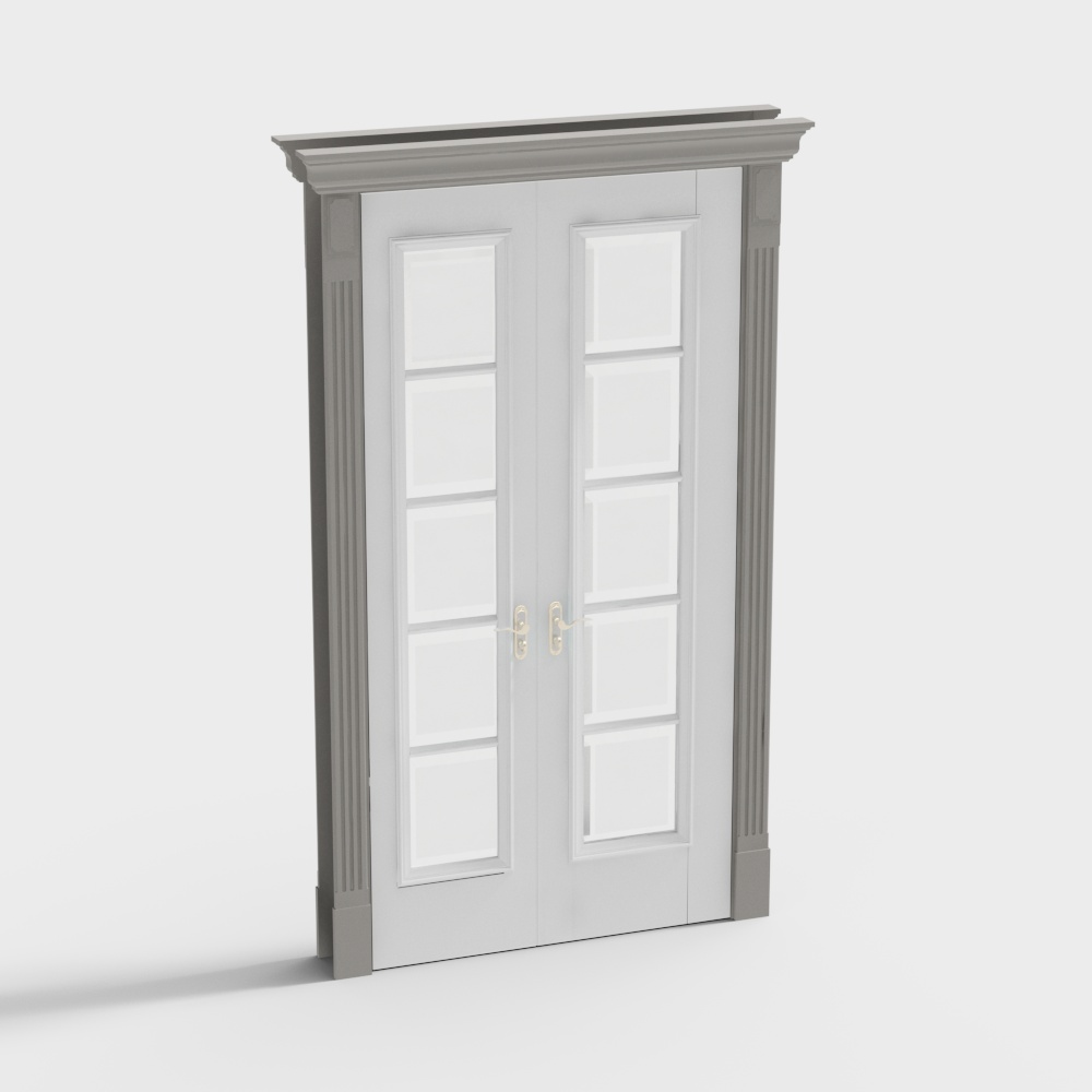 Elegant Gray and White Glass Door 3D Model