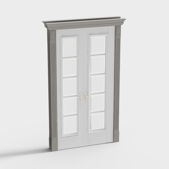 Elegant Gray and White Glass Door 3D Model