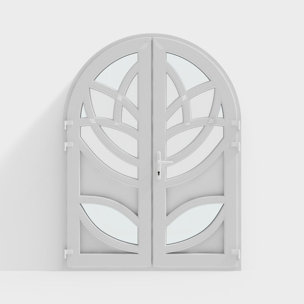 Arched Double Door 3D Model with Low Poly Design
