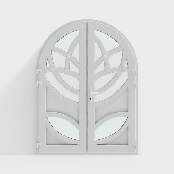 Arched Double Door 3D Model with Low Poly Design