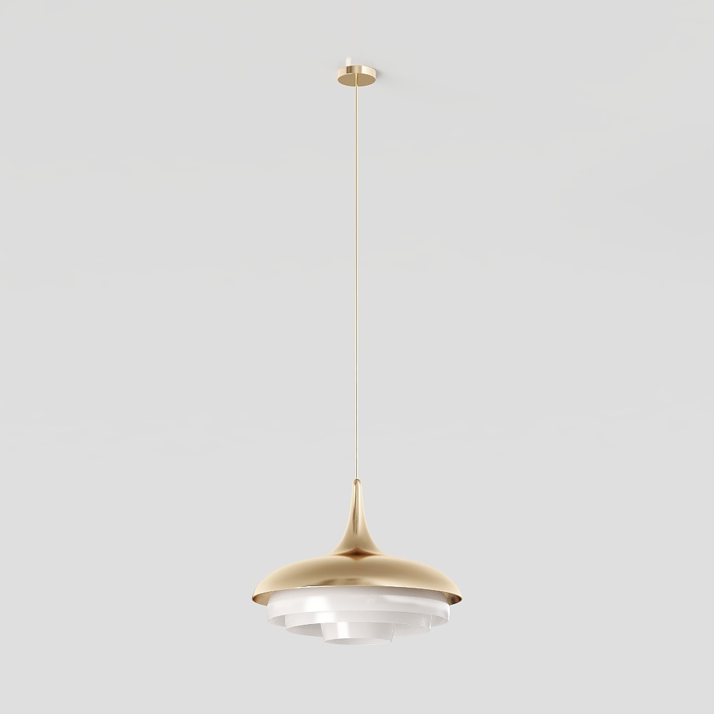 Chic Minimalist Pendant Light – Gold & Glass 3D Model