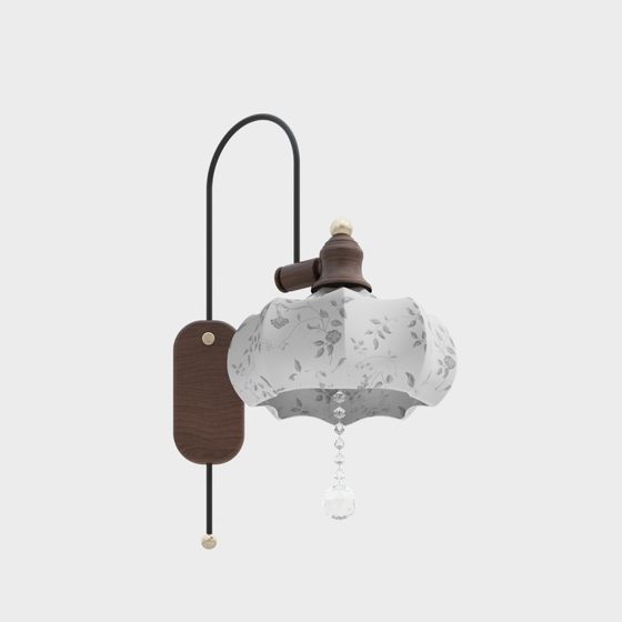 Antique-Style Decorative Wall Lamp 3D Model in Black