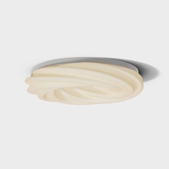 Modern Cream-Style Ceiling Lamp 3D Model in Wood Color