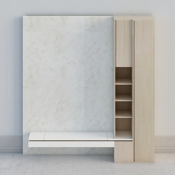 Marble and Wood Grain Storage Cabinet 3D model