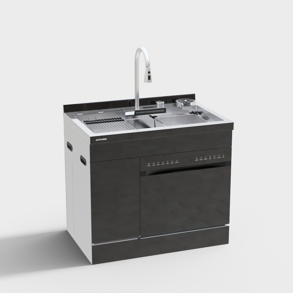 Contemporary Minimalist Kitchen Sink Cabinet 3D model