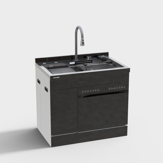 Elegant Low-Poly Kitchen Sink 3D model