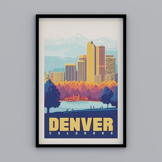 Denver Skyline 3D Model Poster
