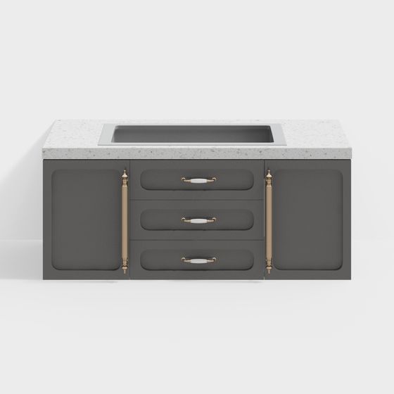 Elegant Bathroom Vanity 3D model for Modern Interiors