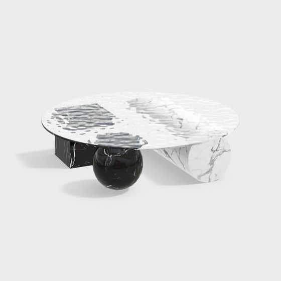 Elegant Marble Style Coffee Table 3D model for Modern Spaces
