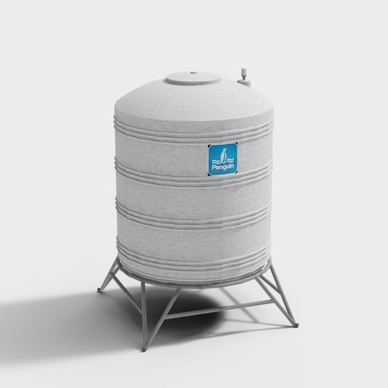 Urban Water Tower Low-Poly 3D model