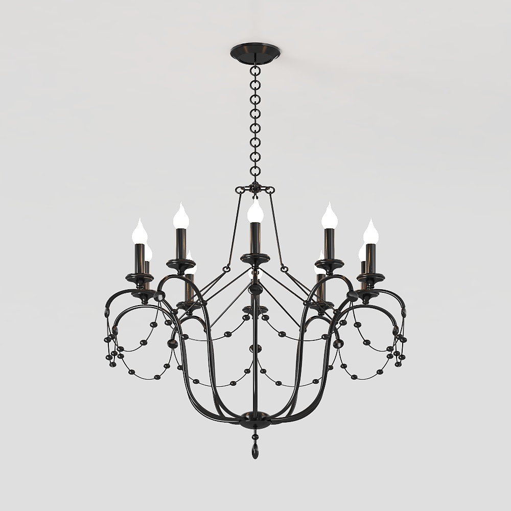 Vintage Style Chandelier 3D Model – Low-Poly Classic Lighting