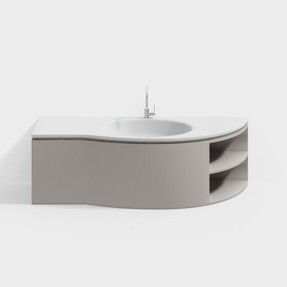 Elegant Curved Bathroom Vanity 3D Model for Contemporary Spaces