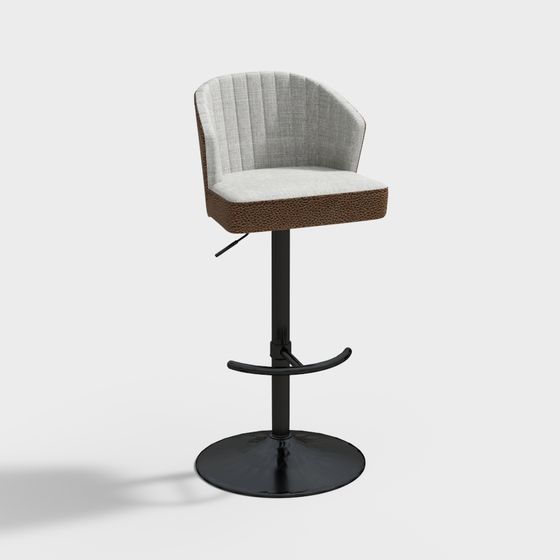 Elegant Low-Polygon Bar Stool 3D model for Contemporary Spaces