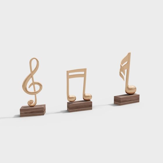 Artistic Golden Musical Notes 3D model