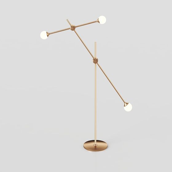 Elegant Golden Floor Lamp 3D model for Modern Spaces