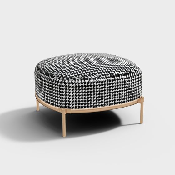 Houndstooth Ottoman 3D model for Modern Spaces
