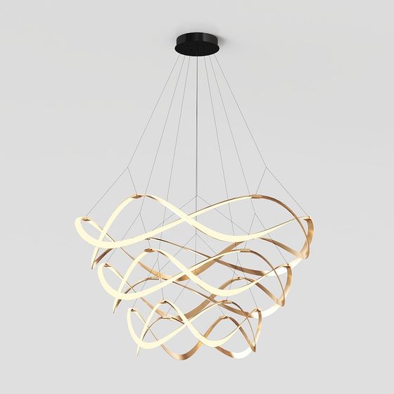 Flowing Light Low-Poly Chandelier 3D model