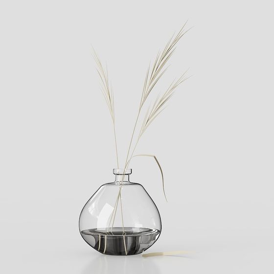 Elegant Vase and Hay 3D model for Creative Spaces