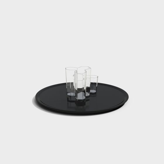 Elegant Glassware and Tray 3D model for Modern Designs