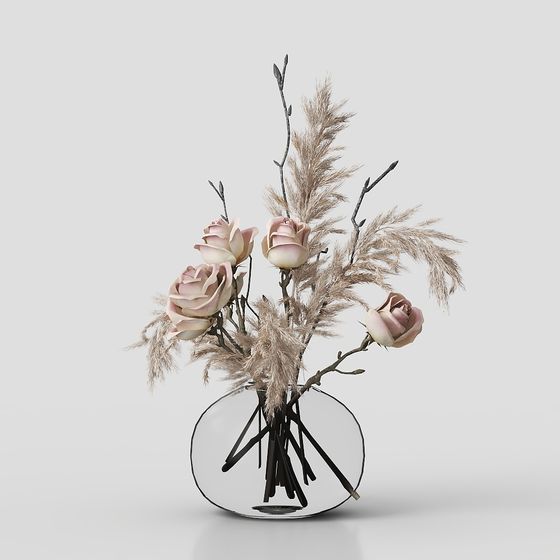 Beautiful Glass Vase with Roses 3D model for Creative Projects