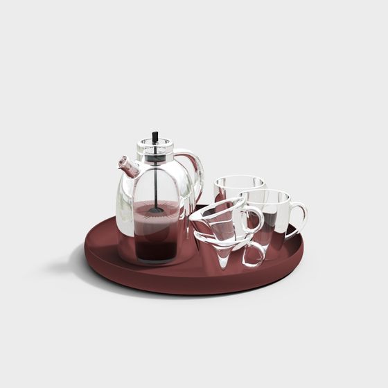 Elegant Low-Poly Tea Set 3D model