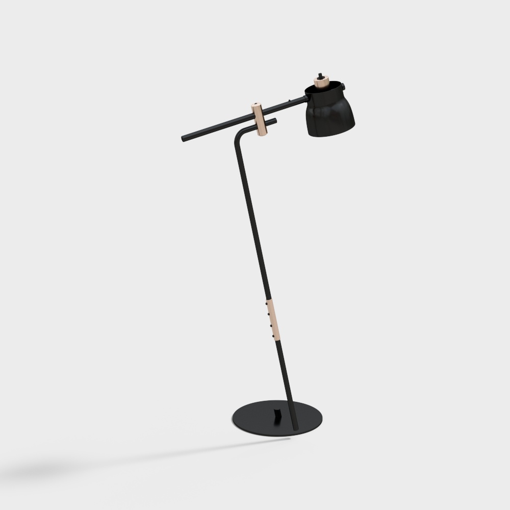 Urban Edge Floor Lamp 3D Model – Black & Wood Design